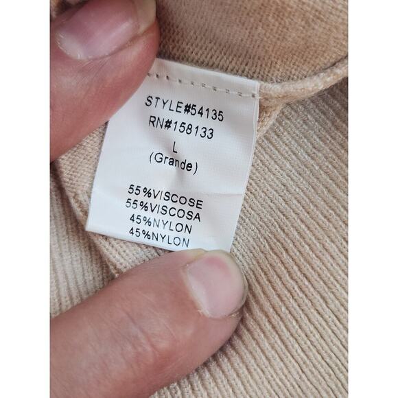 Staccato womens sz Large petite tan long sleeve soft cozy shirt - Picture 4 of 7